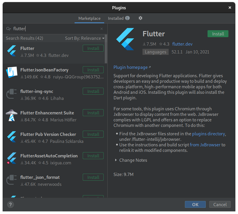 install flutter plugin