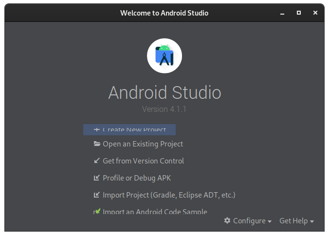 android studio welcome